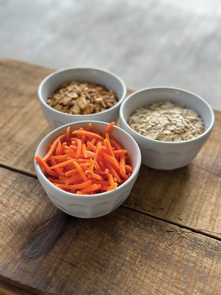 Mixing bowls holding ingredients