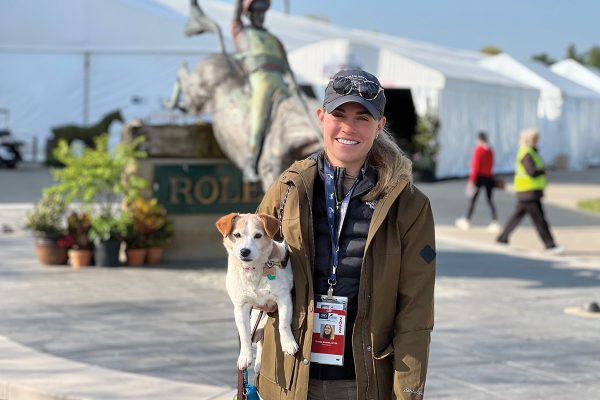 Dr. Kristen working as a veterinarian at the Kentucky Three-Day Event.