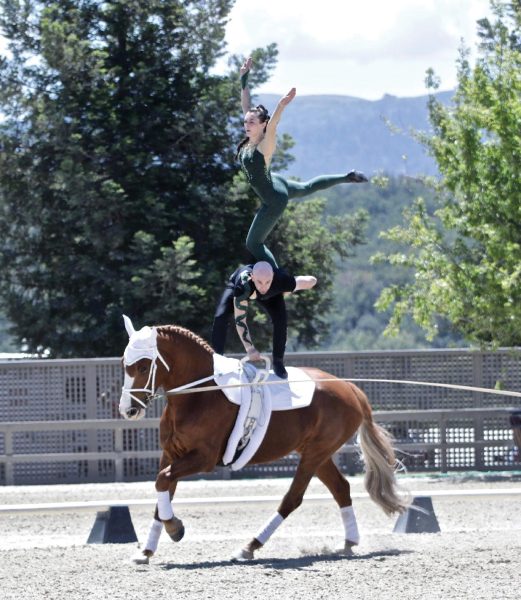 A pair of competitors in vaulting